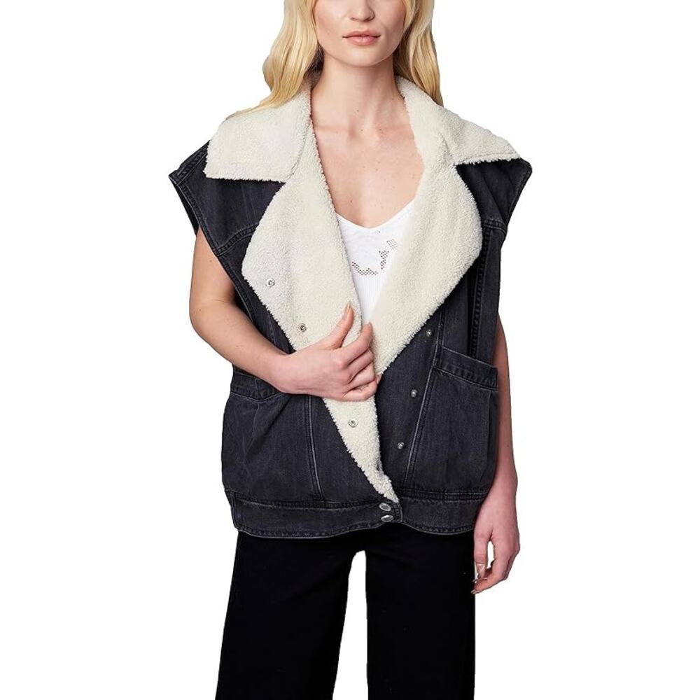 $98 MSRP - BLANKNYC Luxury Denim and Sherpa Oversized Vest Sz XS - NWT